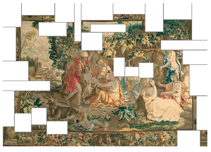 Please, wait for the image to be loaded! Mercury Hands Over the Infant Bacchus to the Nymphs with virtual ‘excisions’